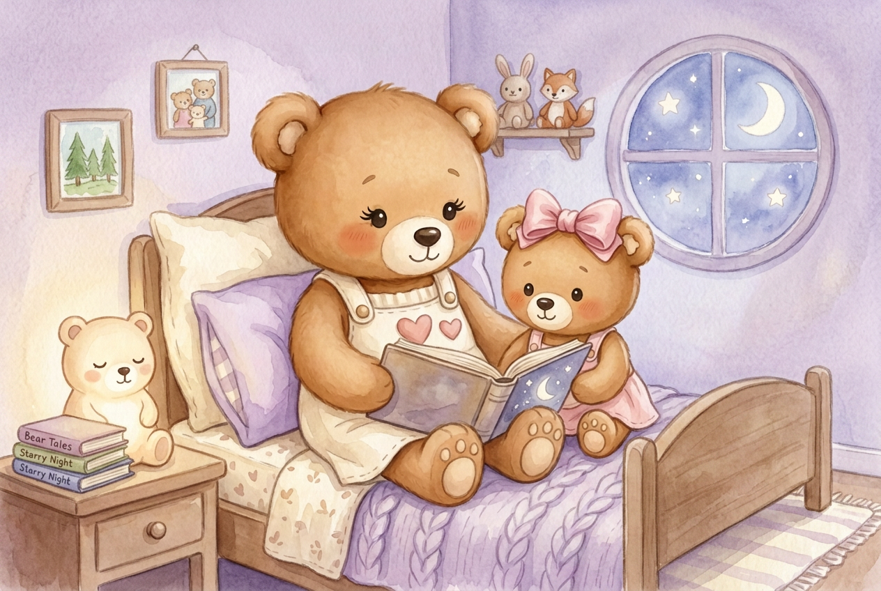 Mum Teddy and Baby Teddy in Teddy's Bedroom